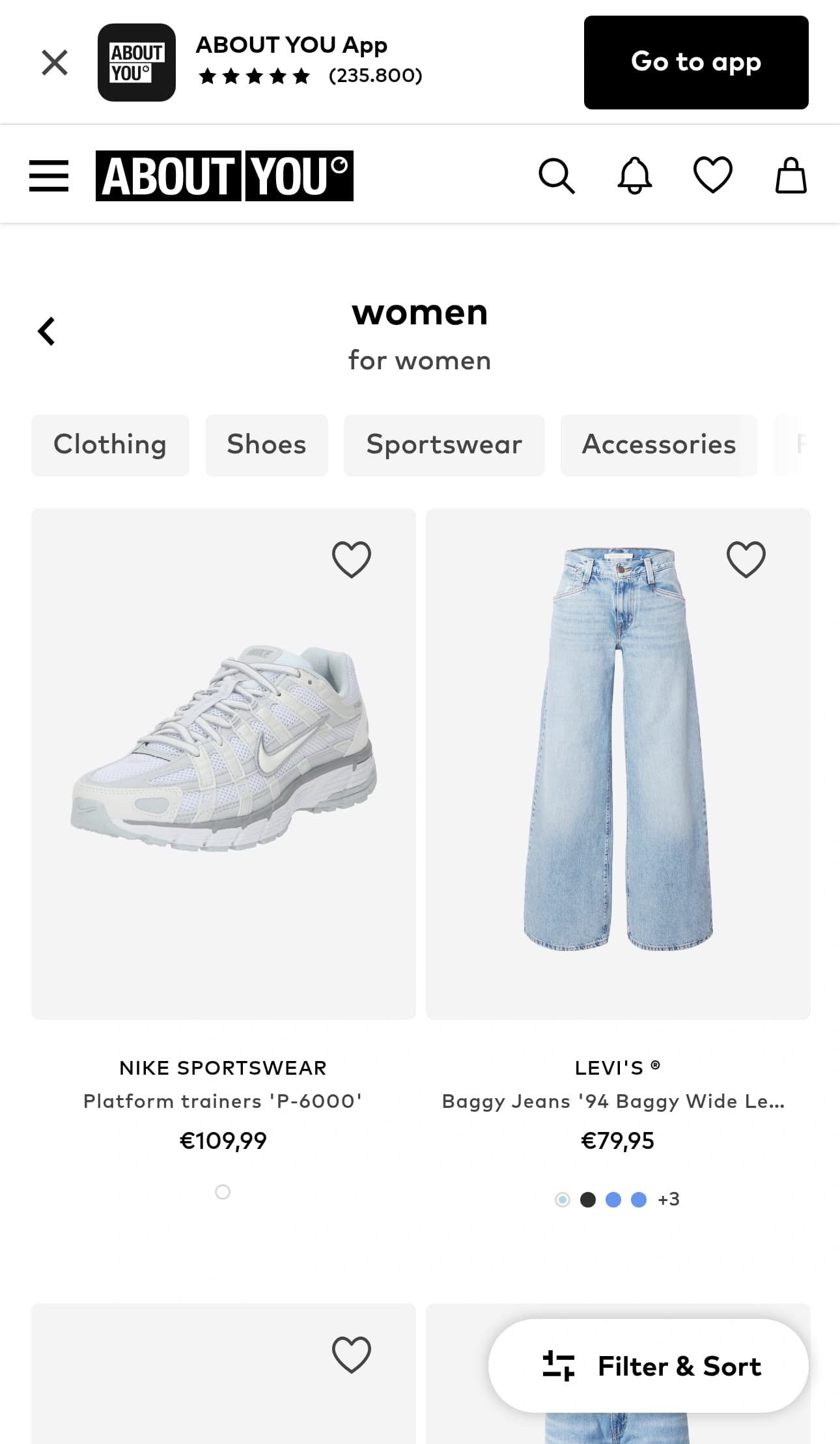 Product Listing Page mobile screenshot