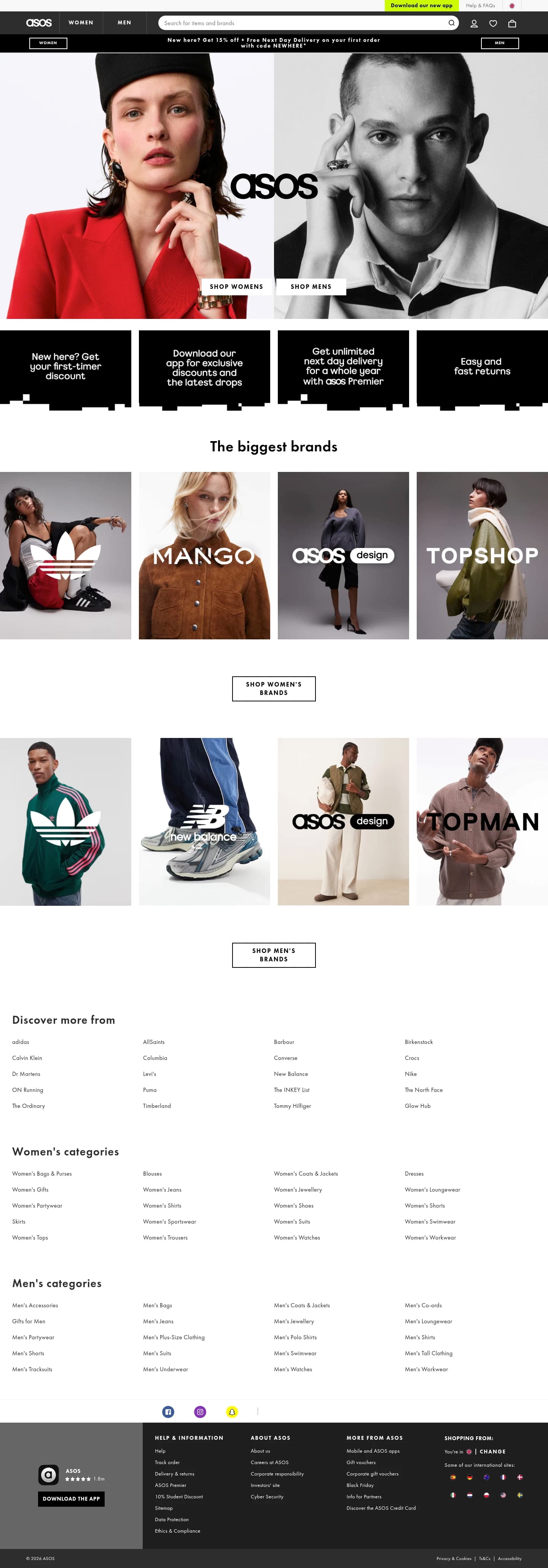 Asos homepage