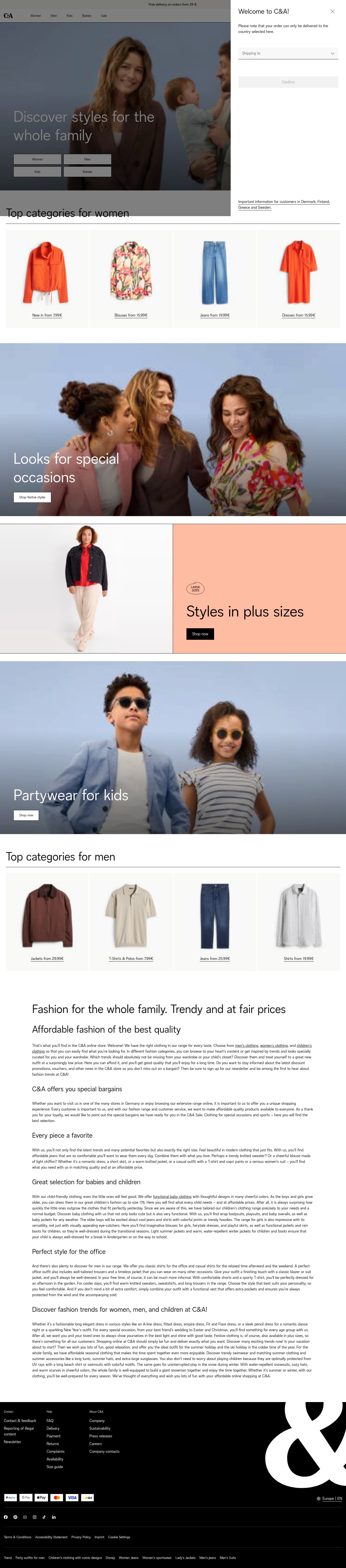 C&A homepage