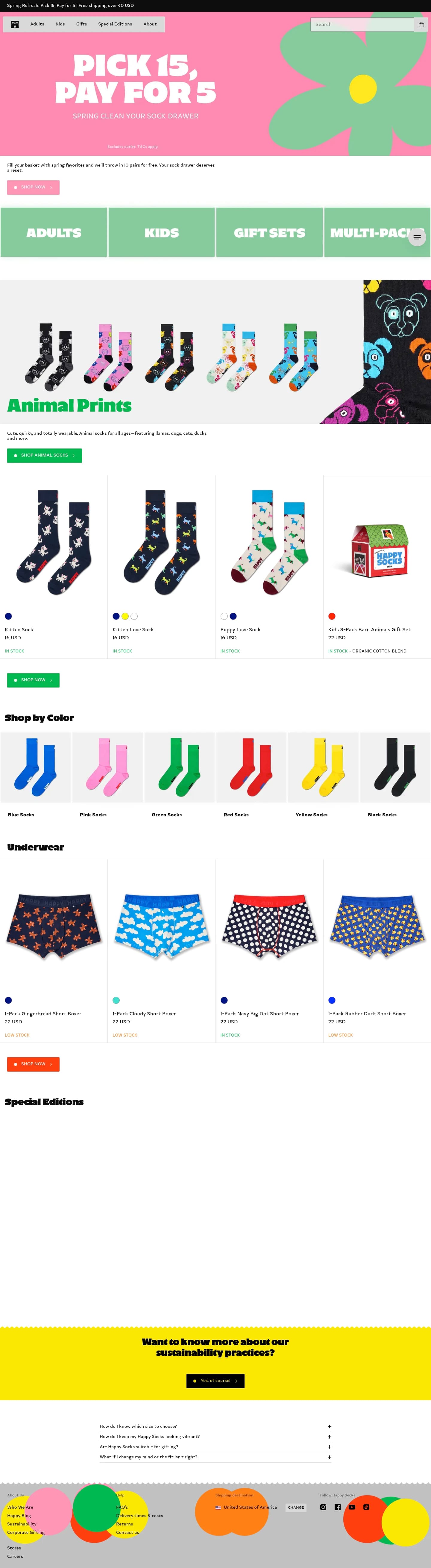 Happy Socks homepage
