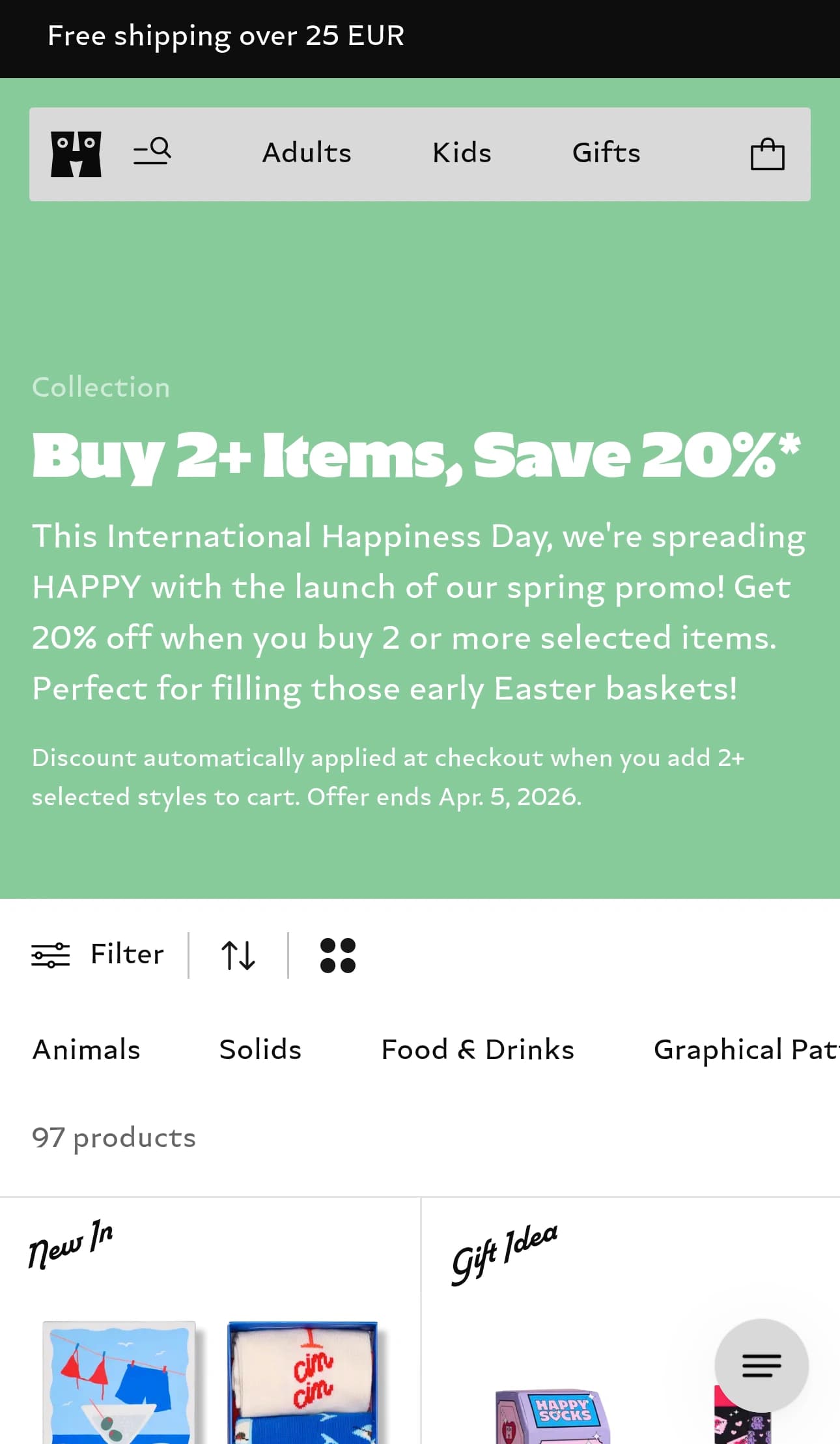 Product Listing Page mobile screenshot